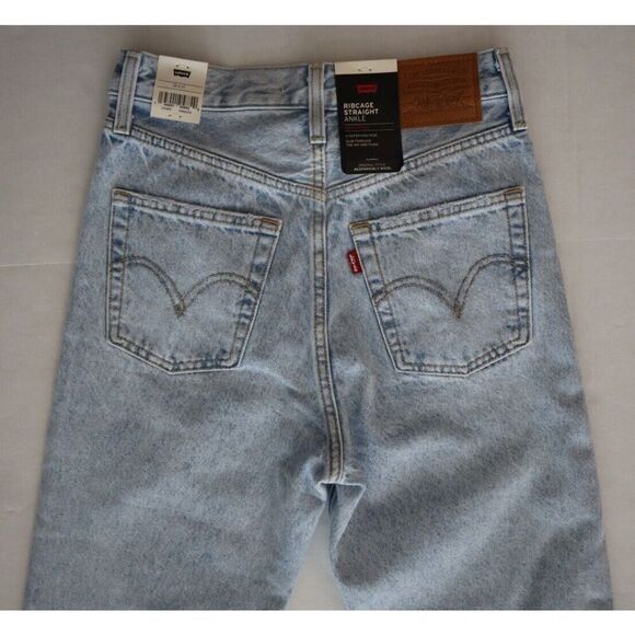 Levi's Premium Women's Sz 25 Blue Ribcage Straight Ankle Denim Jeans - Picture 4 of 8